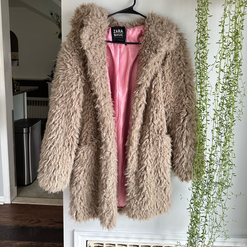 Zara fuzzy jacket / teddy
